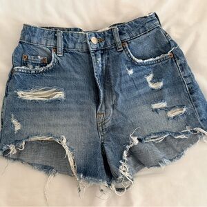 Zara Blue Distressed Jean Shorts